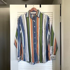Vintage On the Brink Color Striped Button Down Shirt Size M